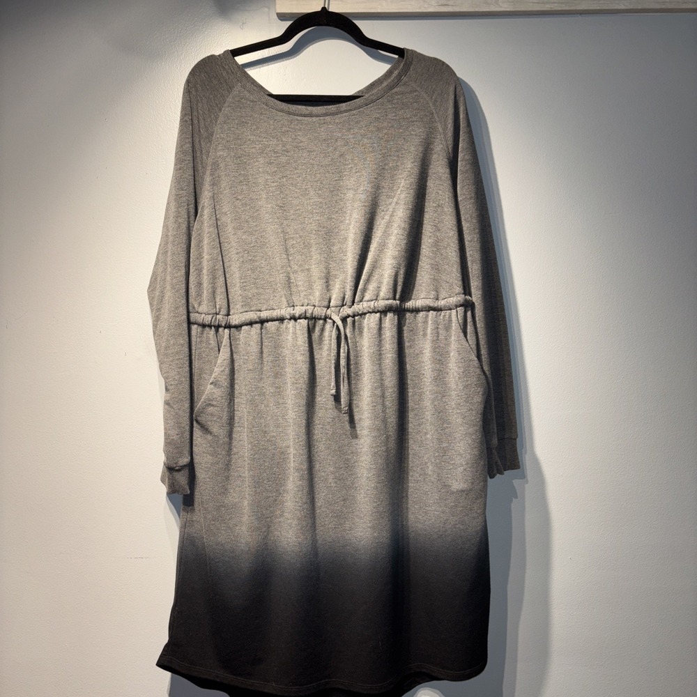 Torrid Skater Dress Drawstring Waist French Terry Heather‎ Grey Ombré SzXL